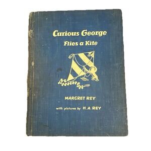 Vintage Curious George Flies A Kite 1958 First‎ Edition Margret Rey Hardcover